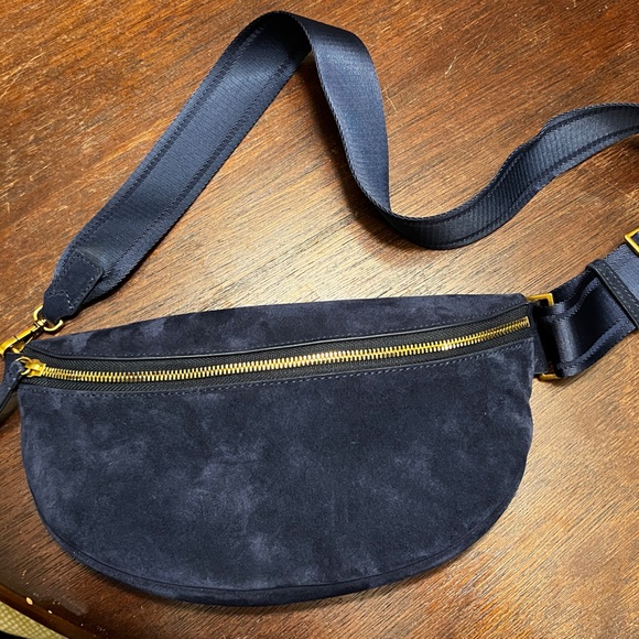 Quince Blue Suede Women's Italian Sling Bag - Picture 5 of 6